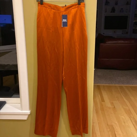 NWT POLO RALPH LAUREN 100% SILK SLACKS - Picture 1 of 14